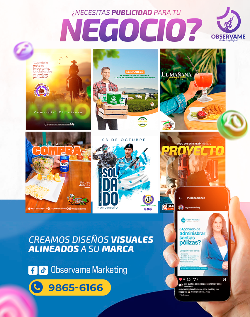 Muestra real de diseños visuales para negocios