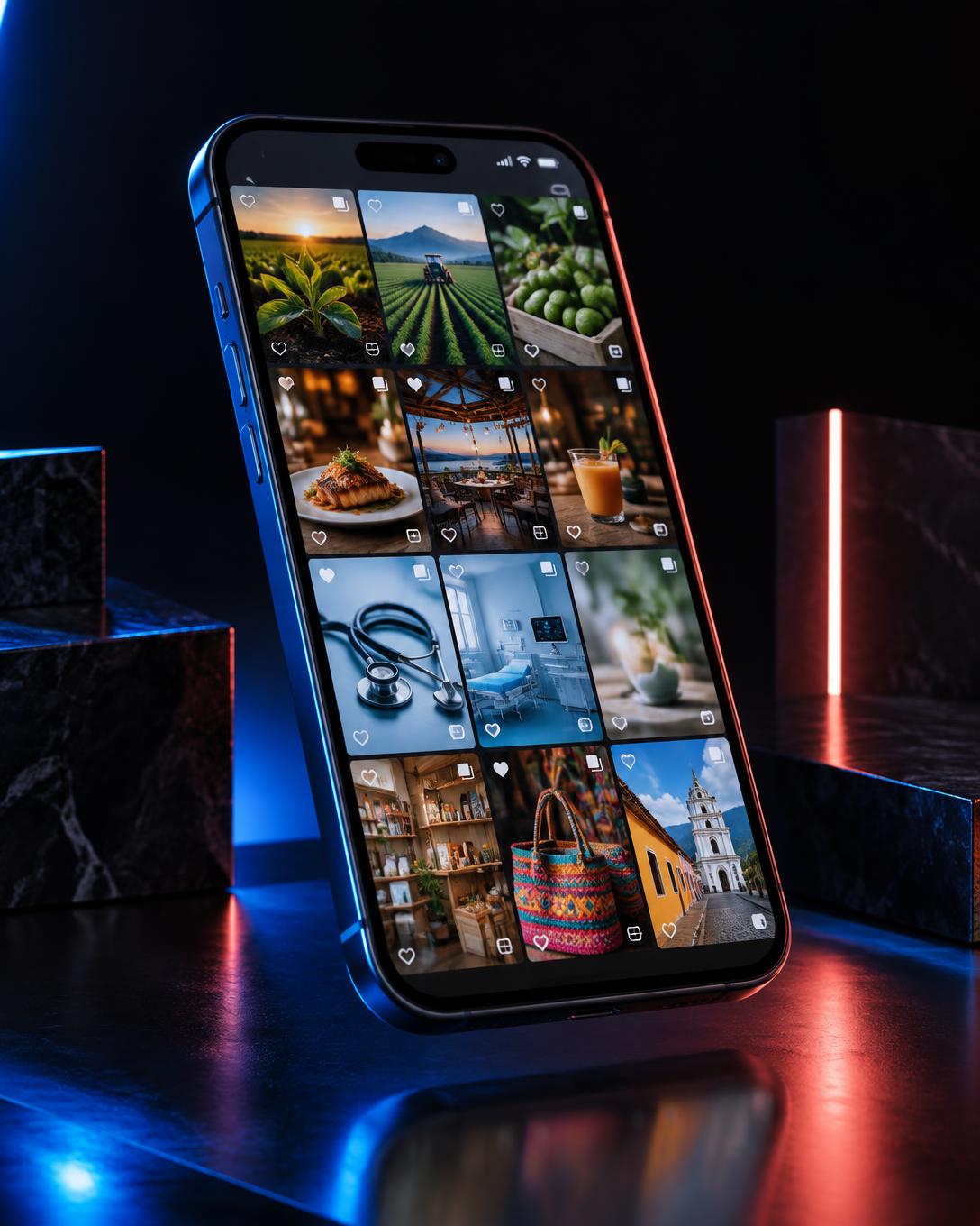 Contenido digital para negocios locales en un teléfono